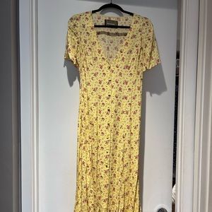 Reformation Locklin Dress Yellow Floral Pattern Size 4